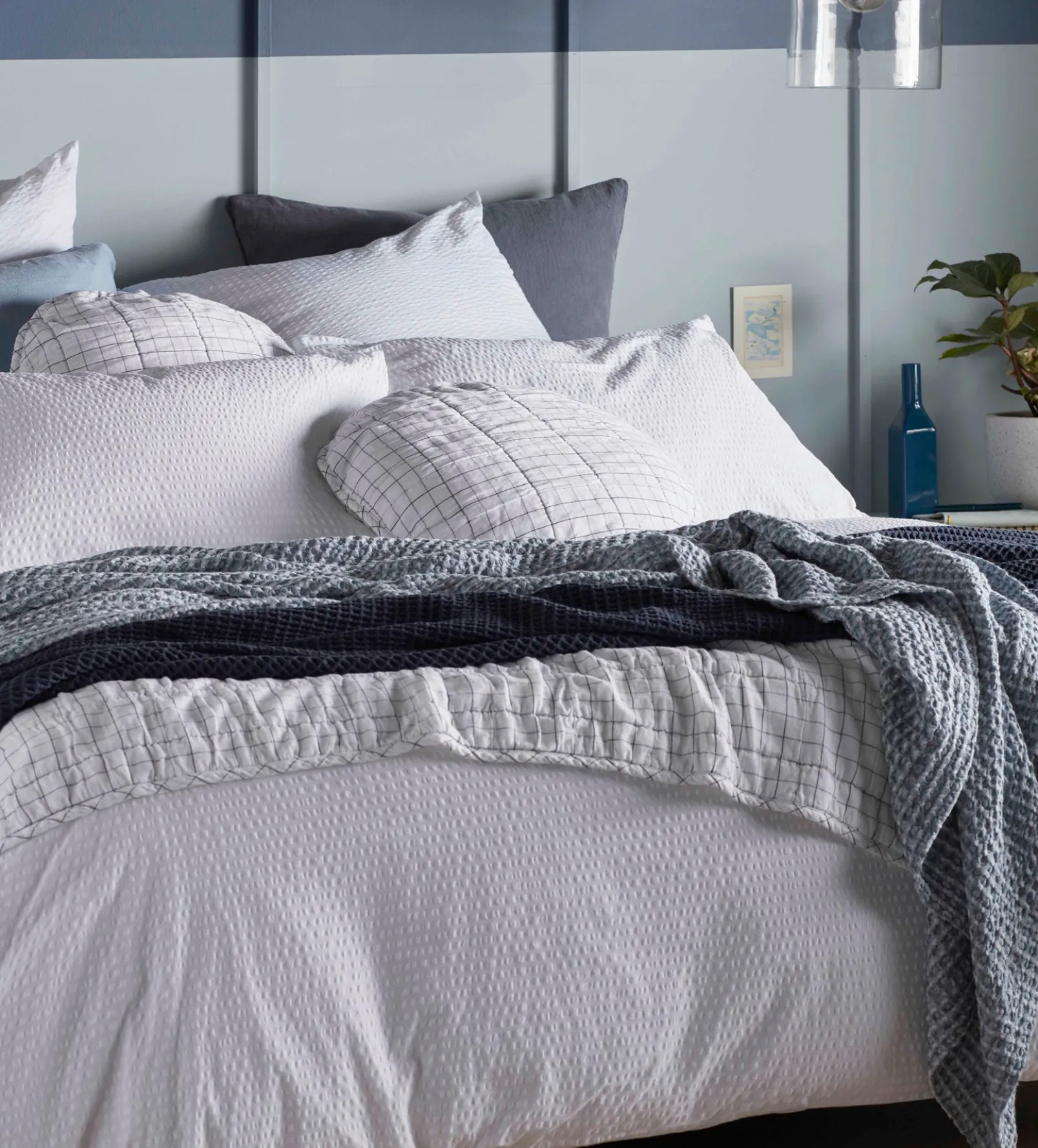 White Seersucker 100% Cotton Duvet Cover