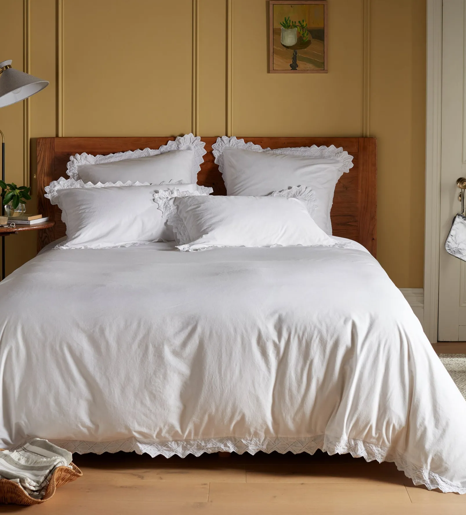 White Valerie 100% Cotton Duvet Cover