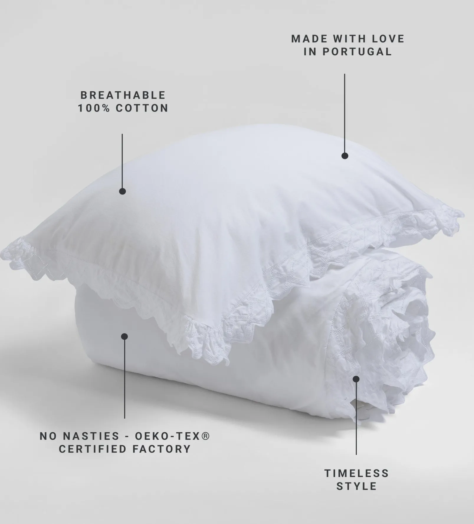 White Valerie 100% Cotton Duvet Cover