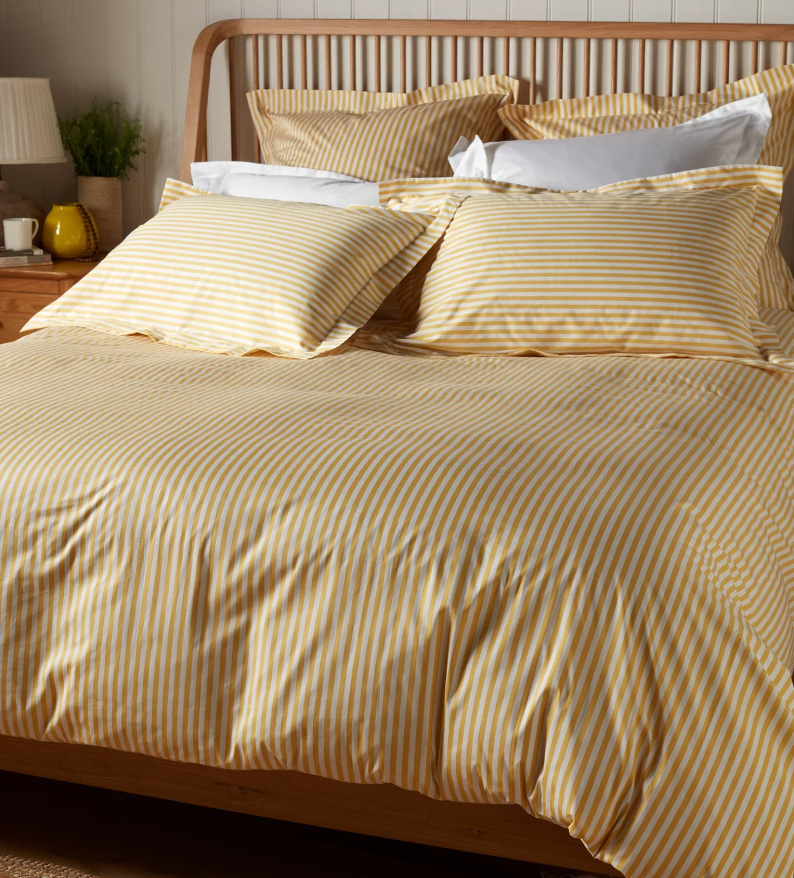 Yellow Betsy Stripe 100% Organic Cotton Duvet Cover