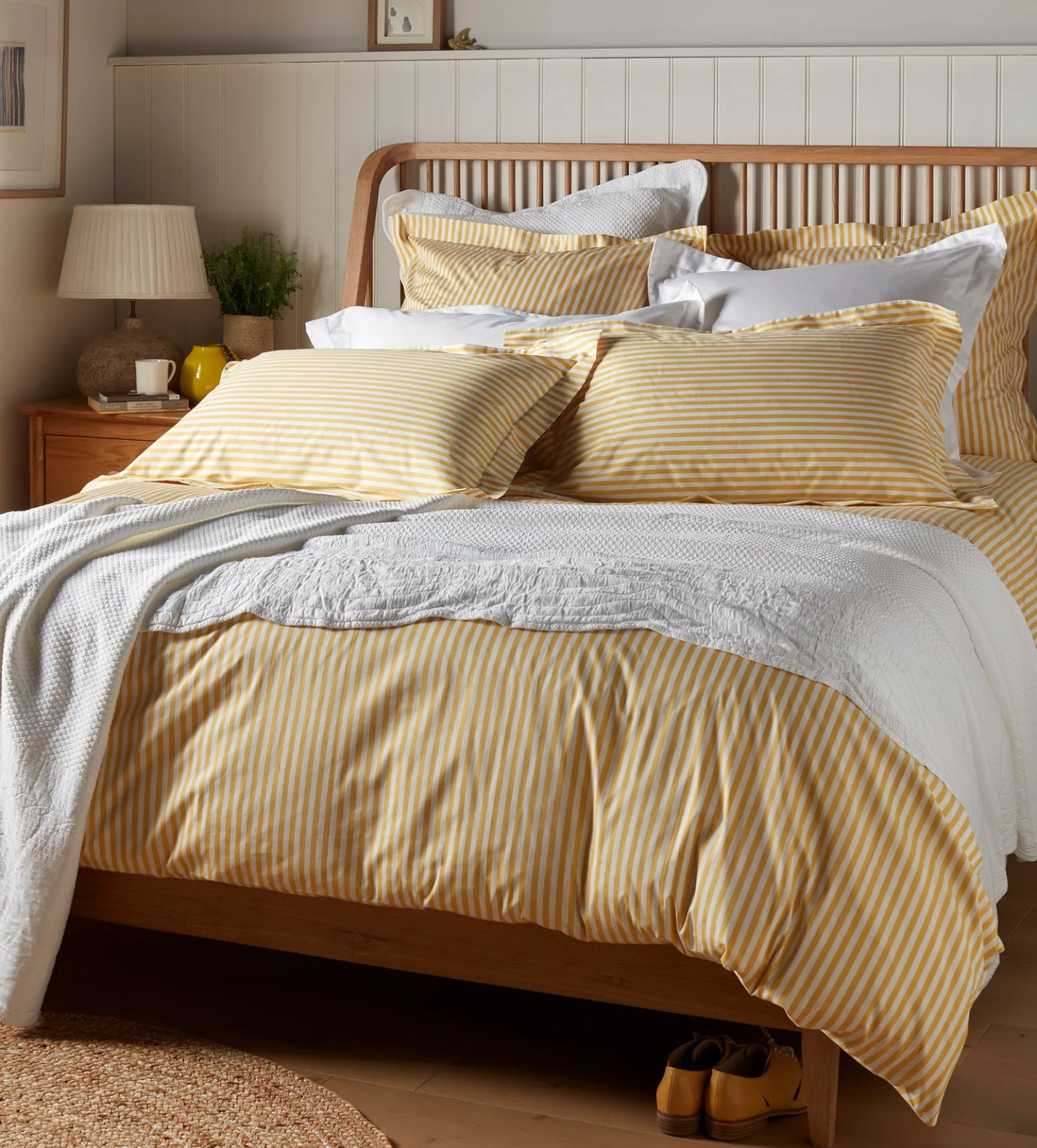 Yellow Betsy Stripe 100% Organic Cotton Duvet Cover
