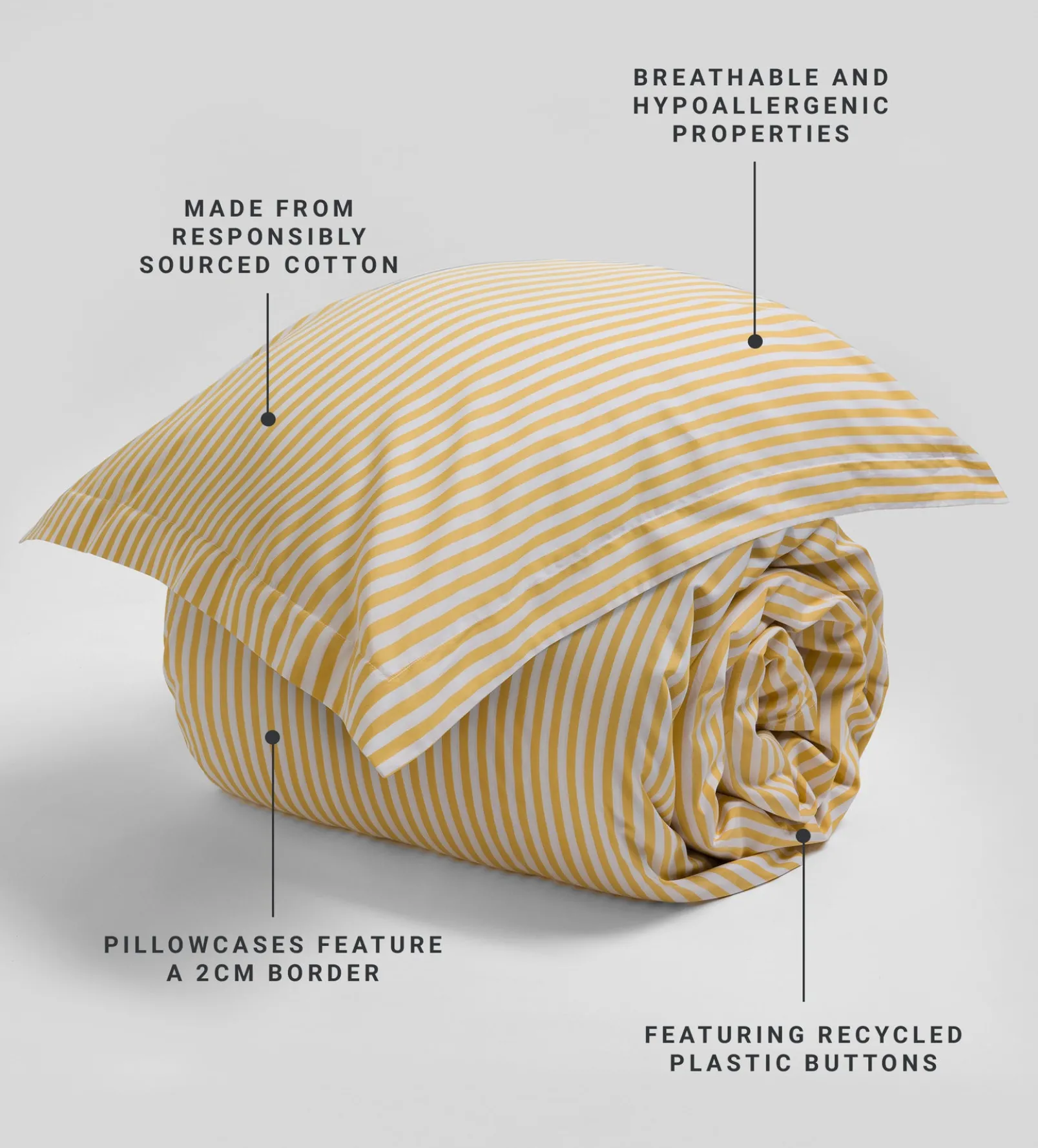 Yellow Betsy Stripe 100% Organic Cotton Duvet Cover