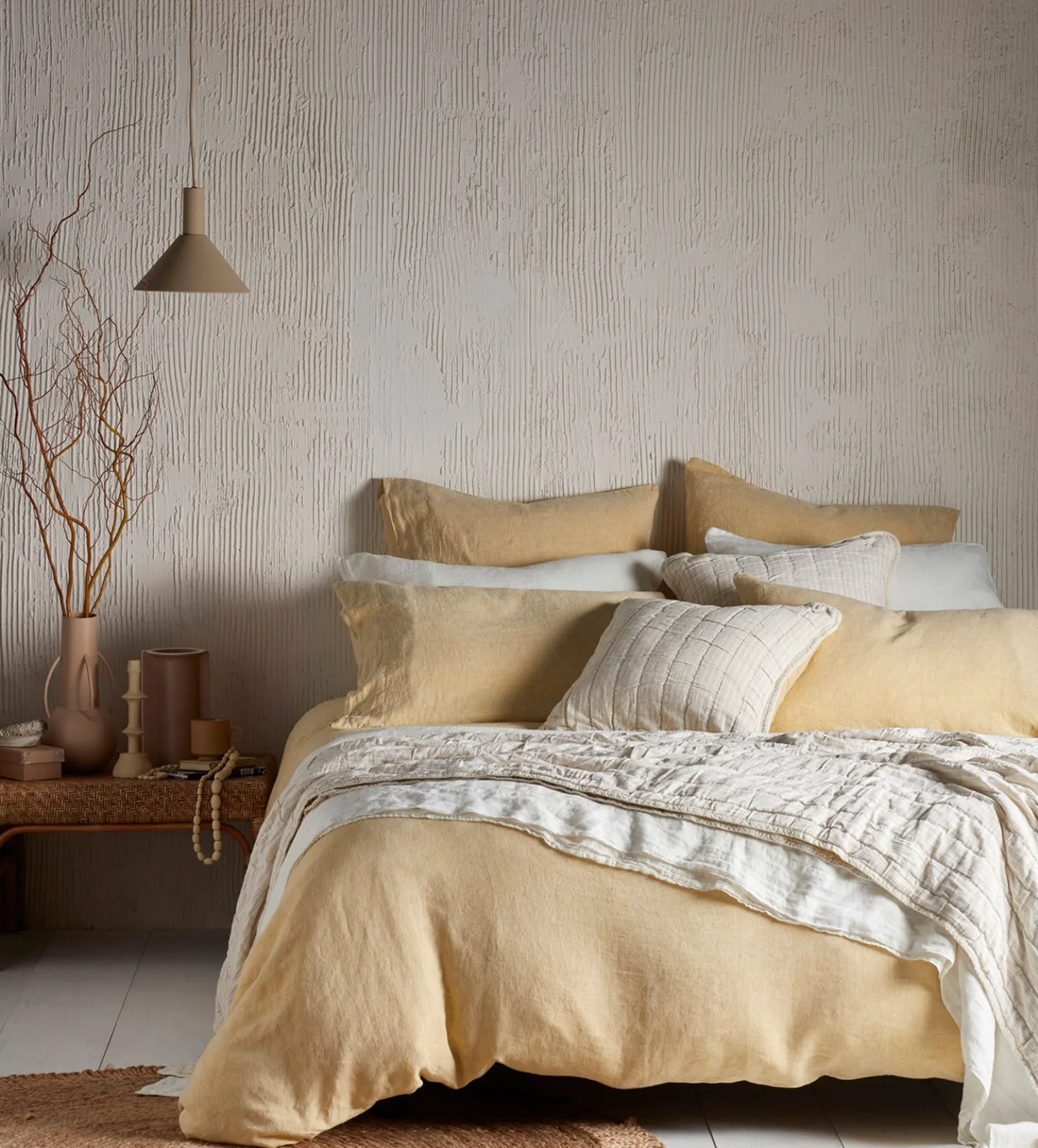 Yellow Vivienne 100% Cotton Quilted Cushion Cover