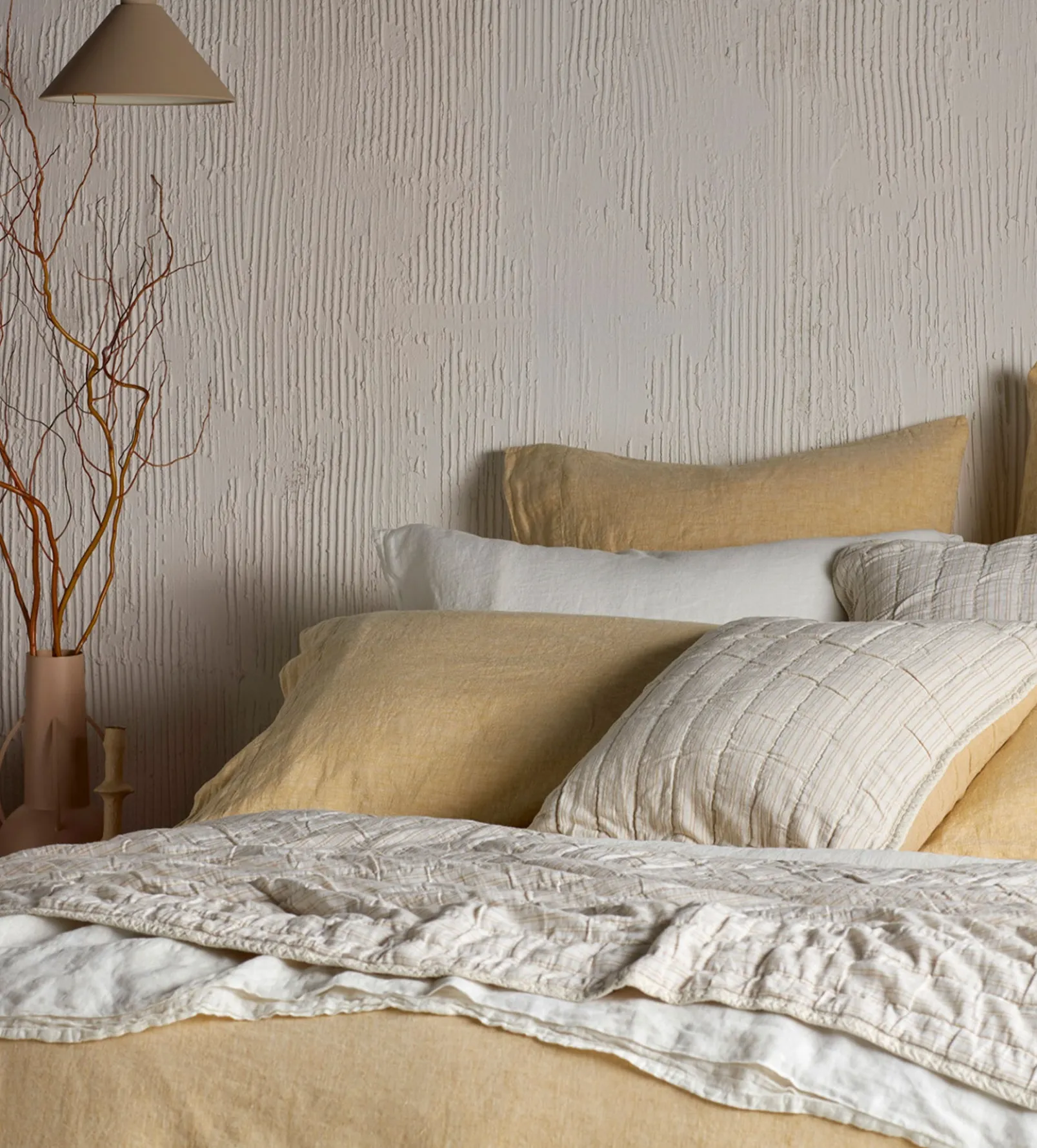 Yellow Vivienne 100% Cotton Quilted Cushion Cover